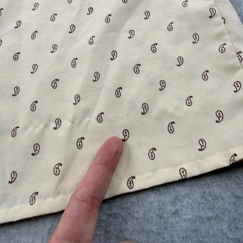 Vintage Arrow Sportswear Shirt Mens Large Beige Paisley 70s Loop Collar‎ Camp